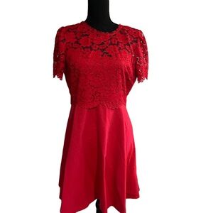 Kate Spade rose lace bodice ponte dress red